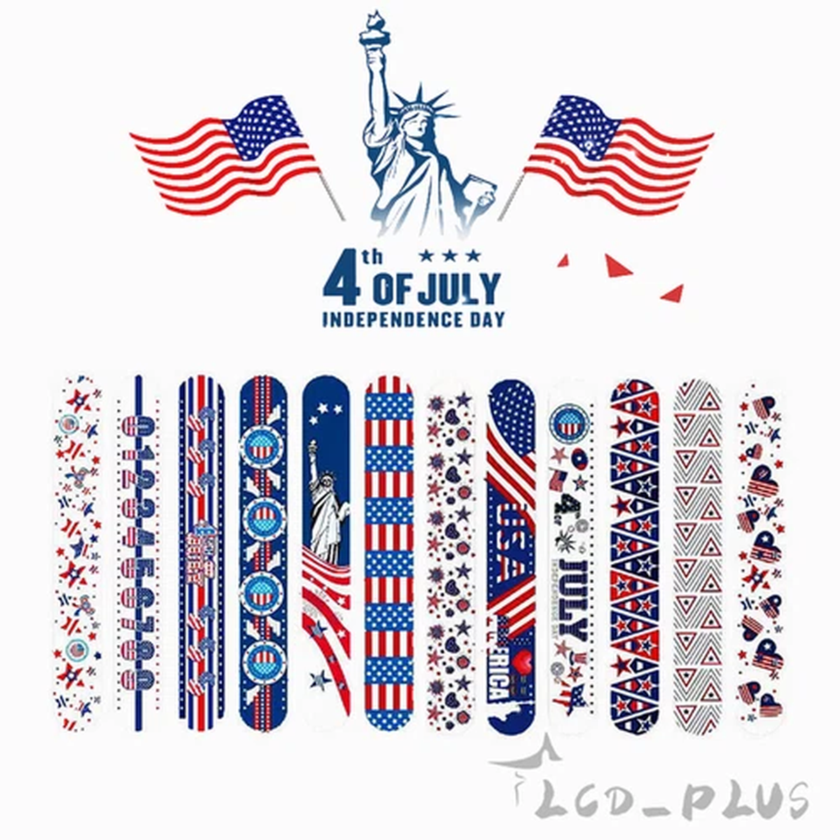 12 PCS Slap Band Bracelet US Party Snap Bracelets 4th of July America Patriotic