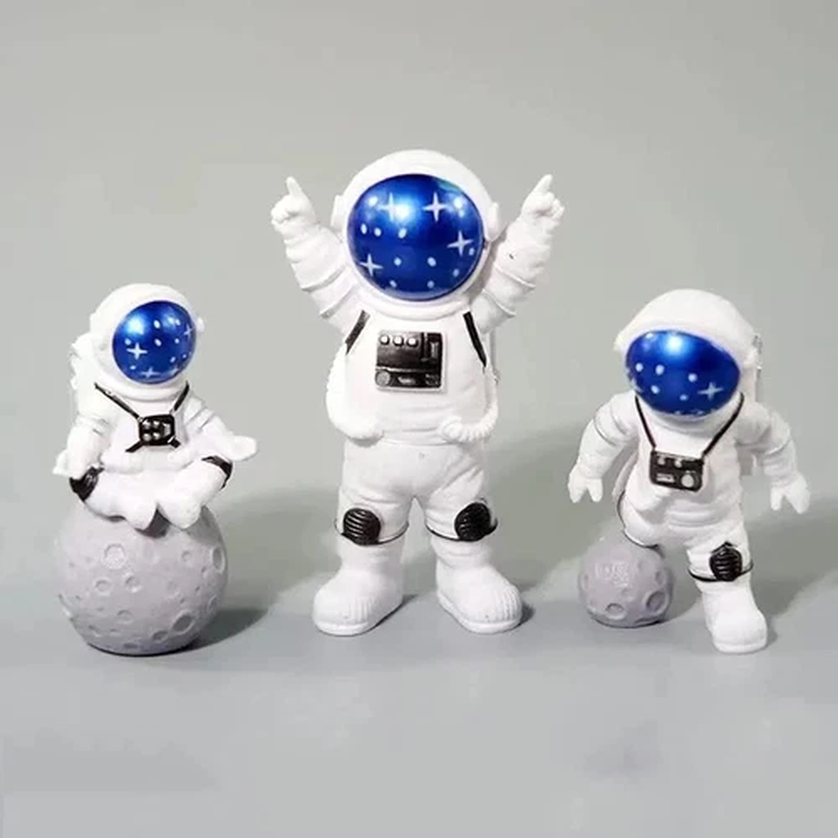 3 Pcs Astronaut Cake Topper Set Space Theme Spaceman Figurines Birthday Decor