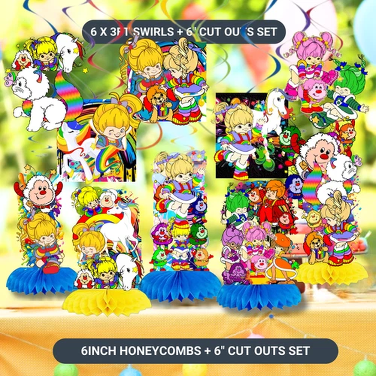 Rainbow Brite cupcake birthday party supplies favor centerpiece decoration