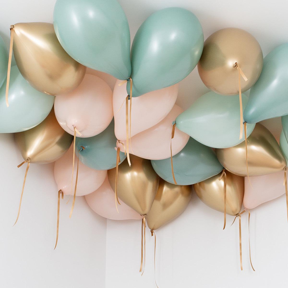 Sage Green & Blush Helium Rainbow Daisy Helium Ceiling Balloons Elevate Your Celebration with Stunn