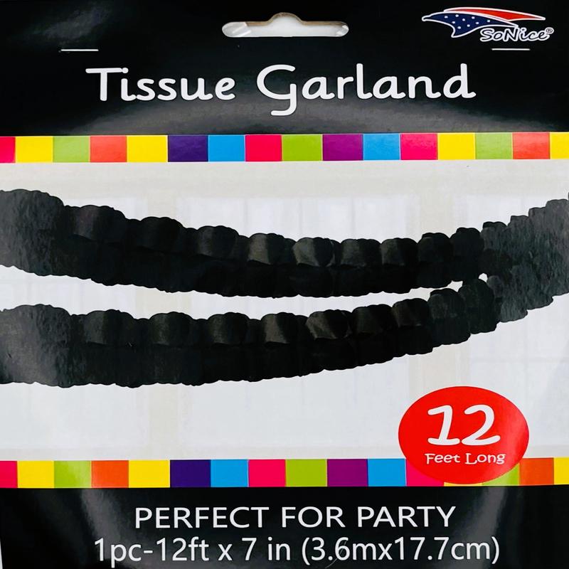 Tissue Garland 12 count-Black