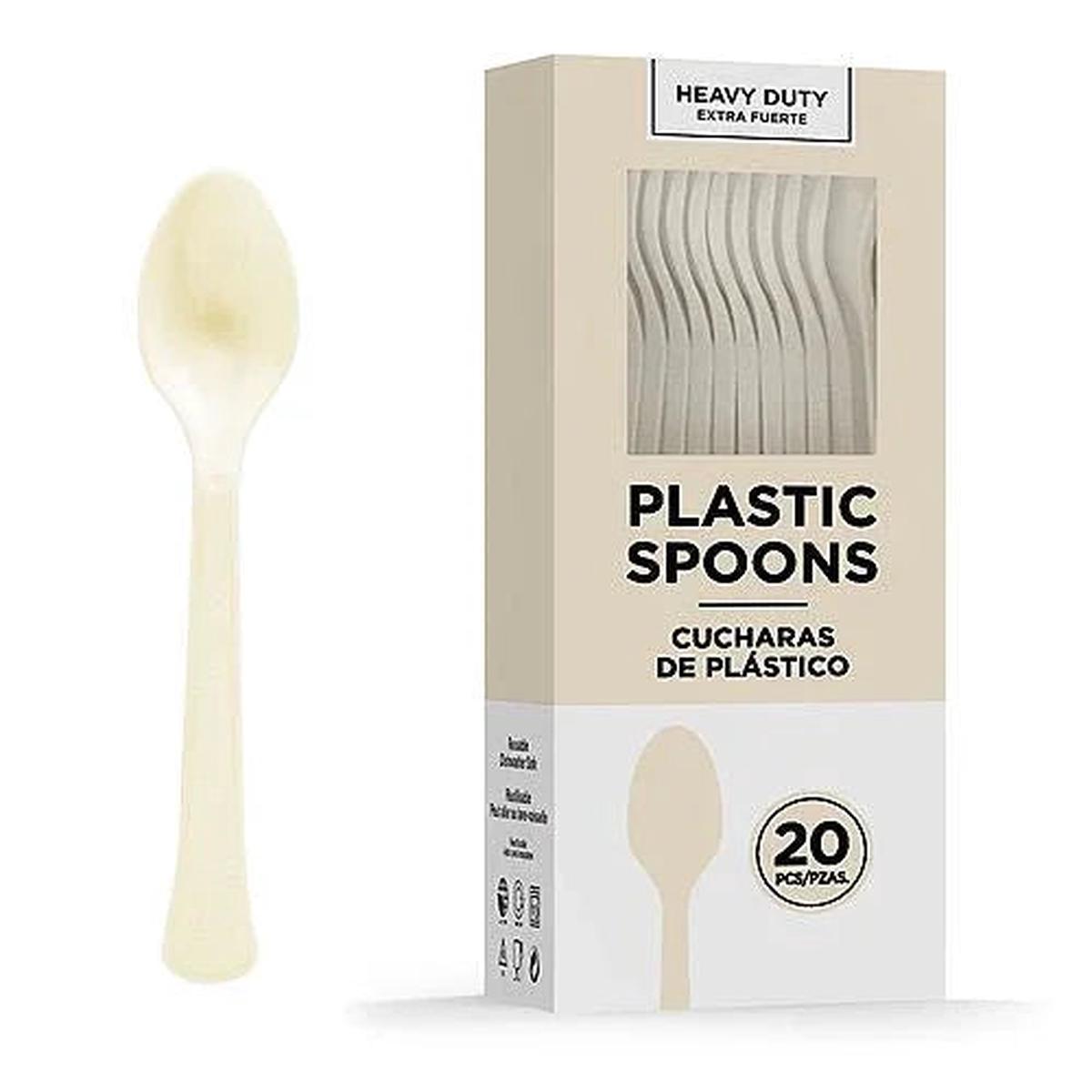 Vanilla Creme Heavy Duty Plastic Spoons | 20ct