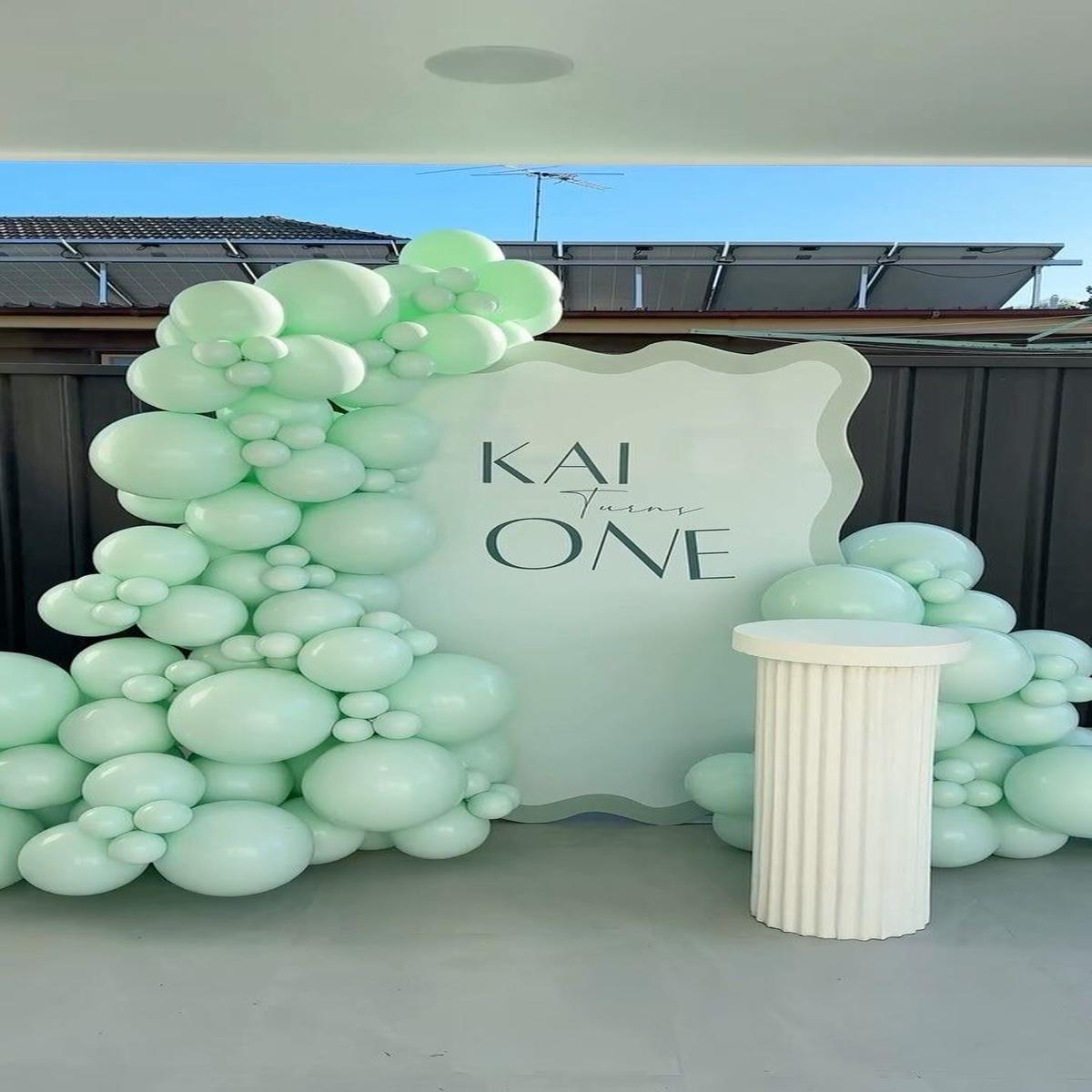Customize Backdrop with Organic Balloon Garland Arrangement Mint Green – Perfect for special occasi