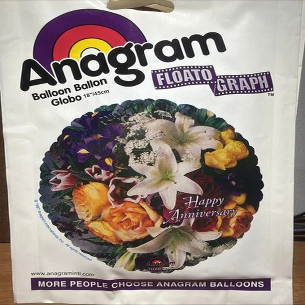 Happy Anniversary mylar floral bouquet $1 shipping