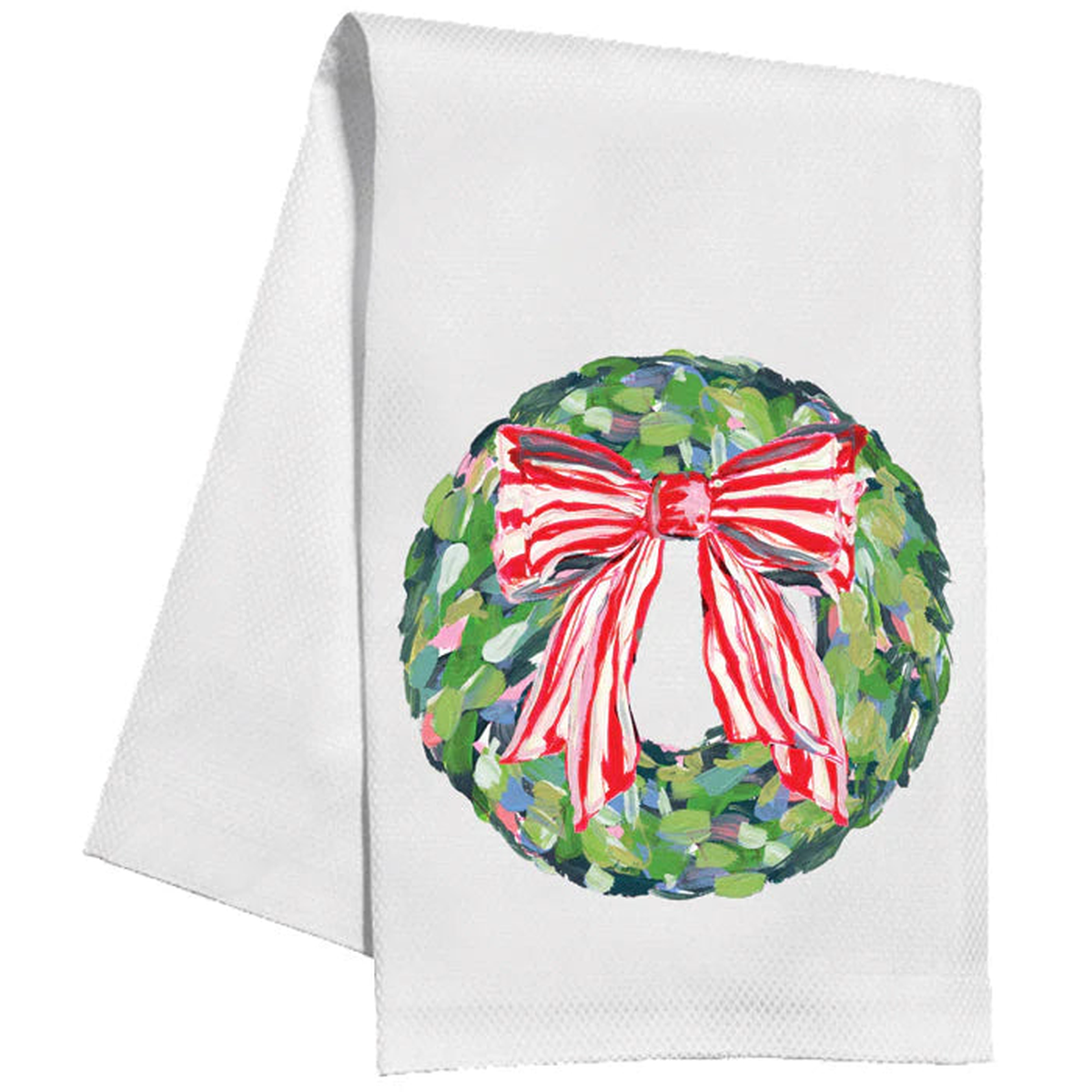 Kitchen Towel – Wreath with Red Bow