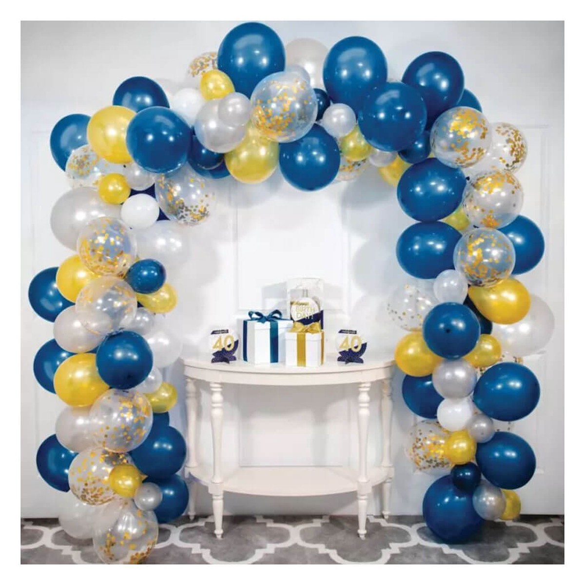 Large Navy Blue and Gold Balloon Arch Kit 12in