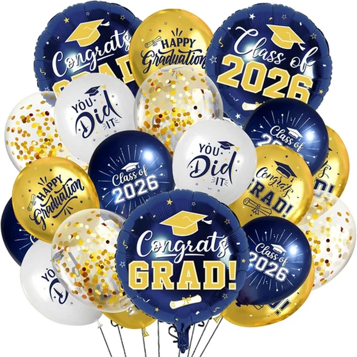 Navy Blue and Gold Graduation Balloons Graduation Decorations 2026, 51Pcs Grad L