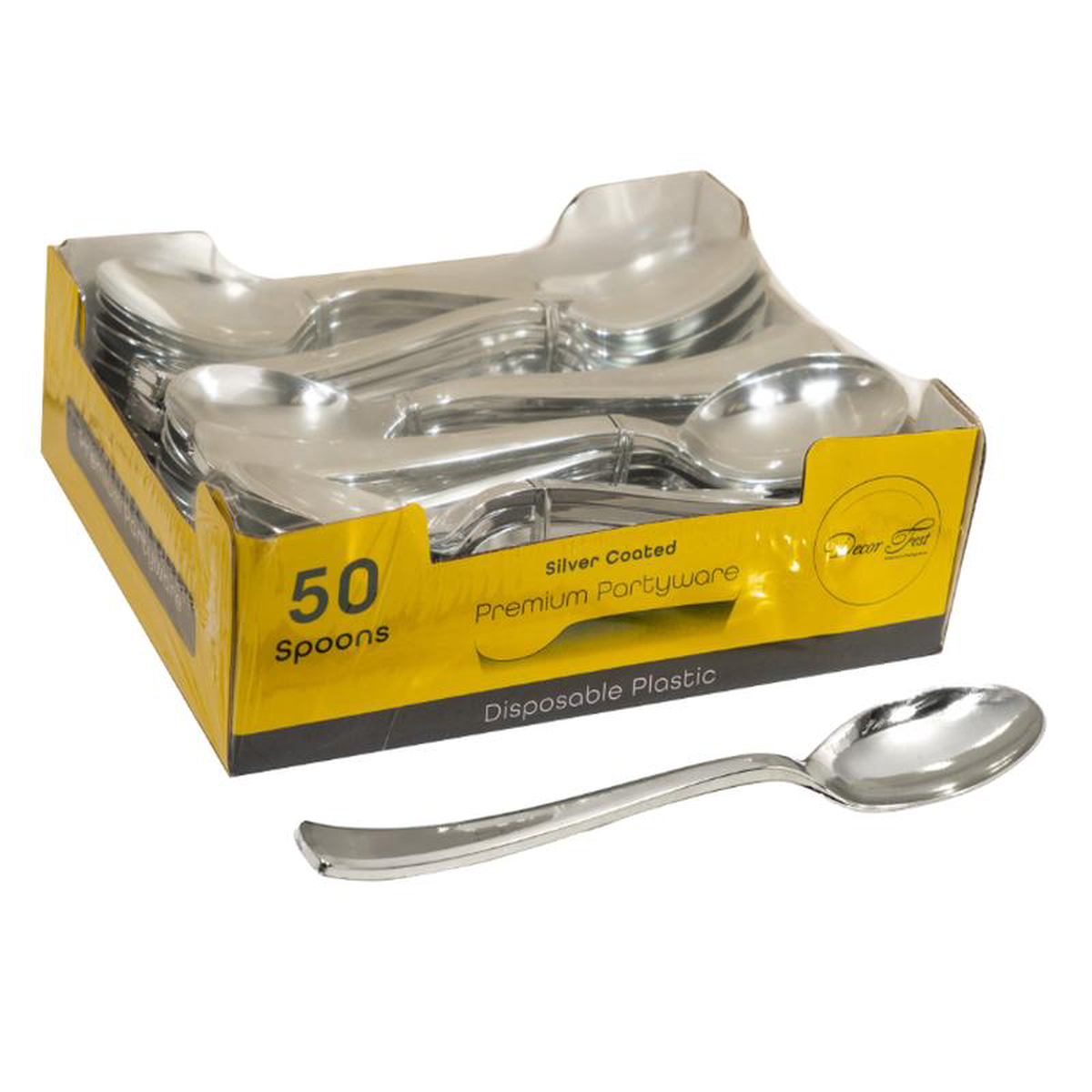 Plastic Spoons Set 50pcpack 8211 Silver