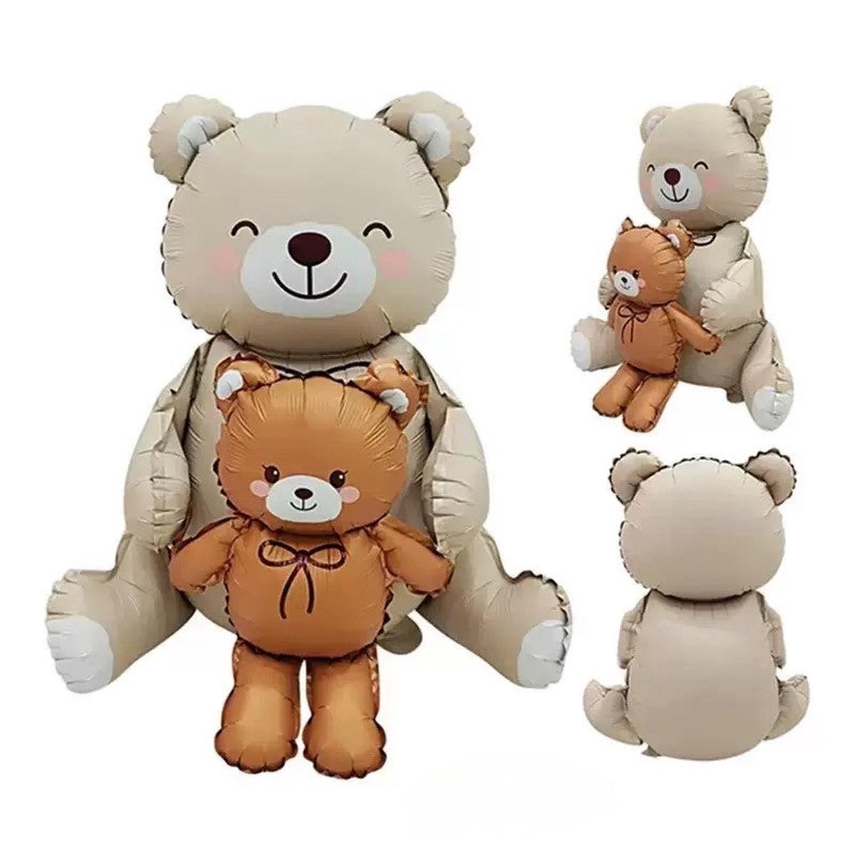 Brown Beige Bear Self-Standing Helium Balloon – Perfect for Baby Shower Celebration!