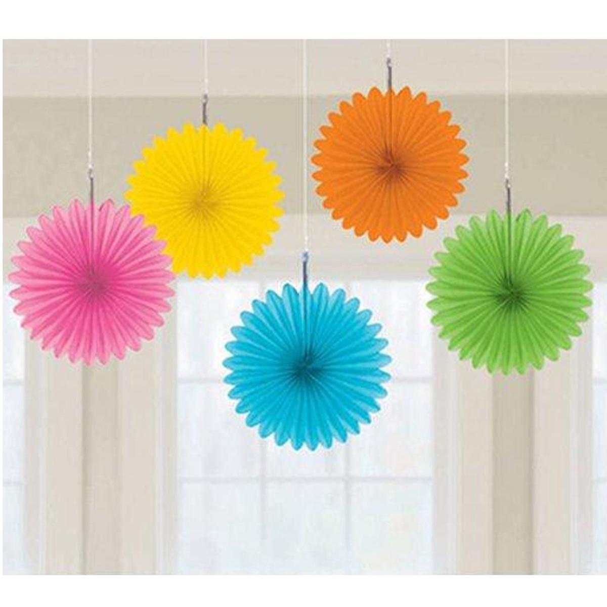 Pastel Rainbow Mini Hanging Fans 5ct – Amscan