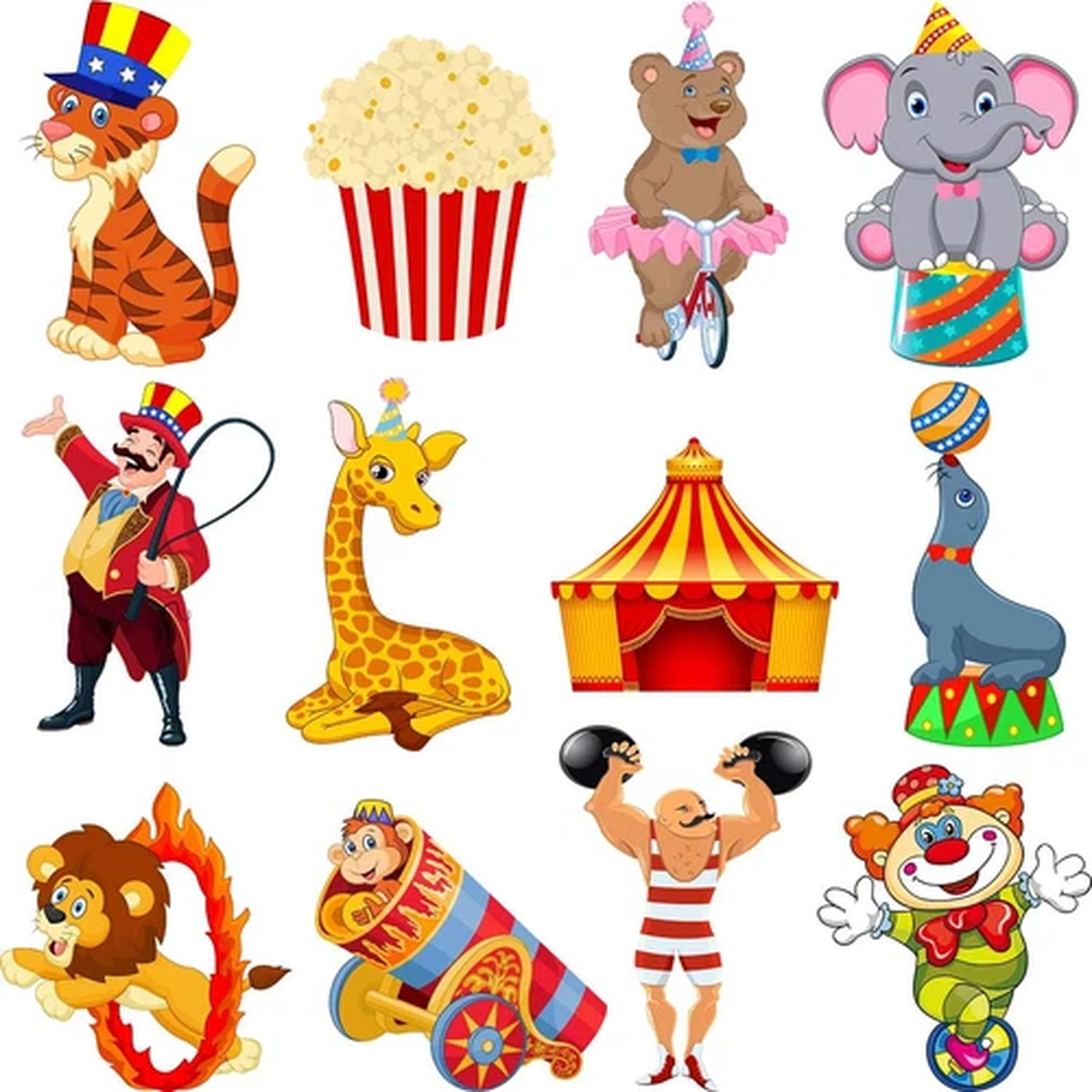 24 Pieces Carnival Cutouts Party Supplies, Circus Theme Birthday Party Favors Ci
