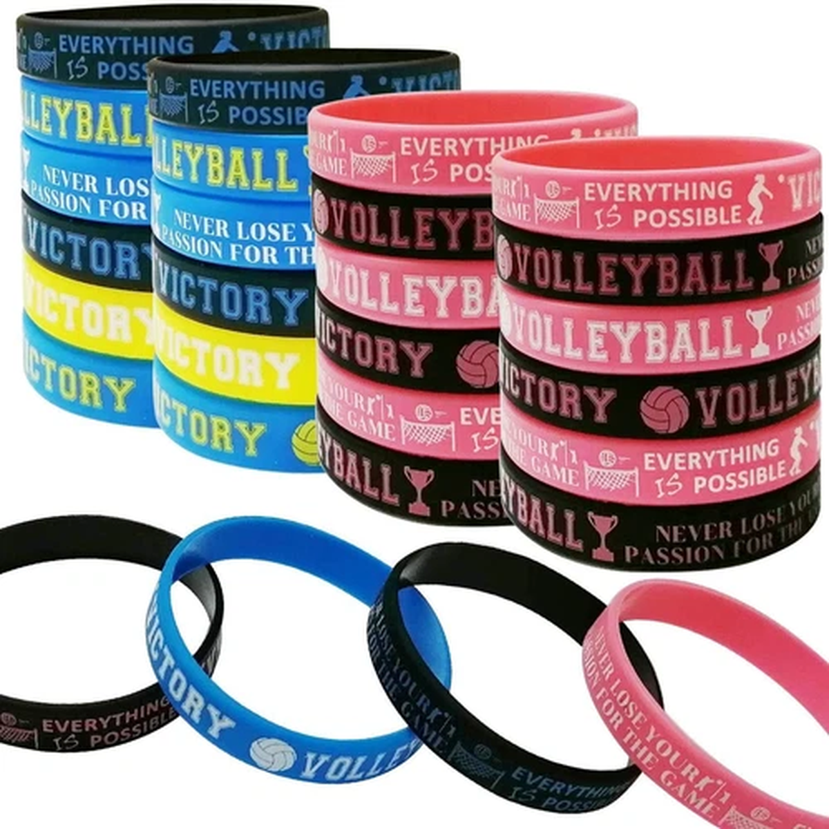 36PCS Volleyball Party Favors Motivational Rubber Bracelets – Sports Volleyball