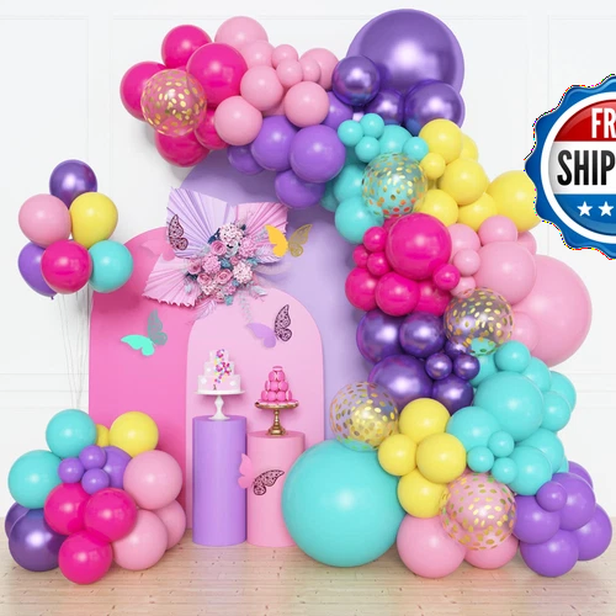 Amandir 153Pcs Purple Blue Pink Balloon Garland Arch Kit Different Sizes 18 12