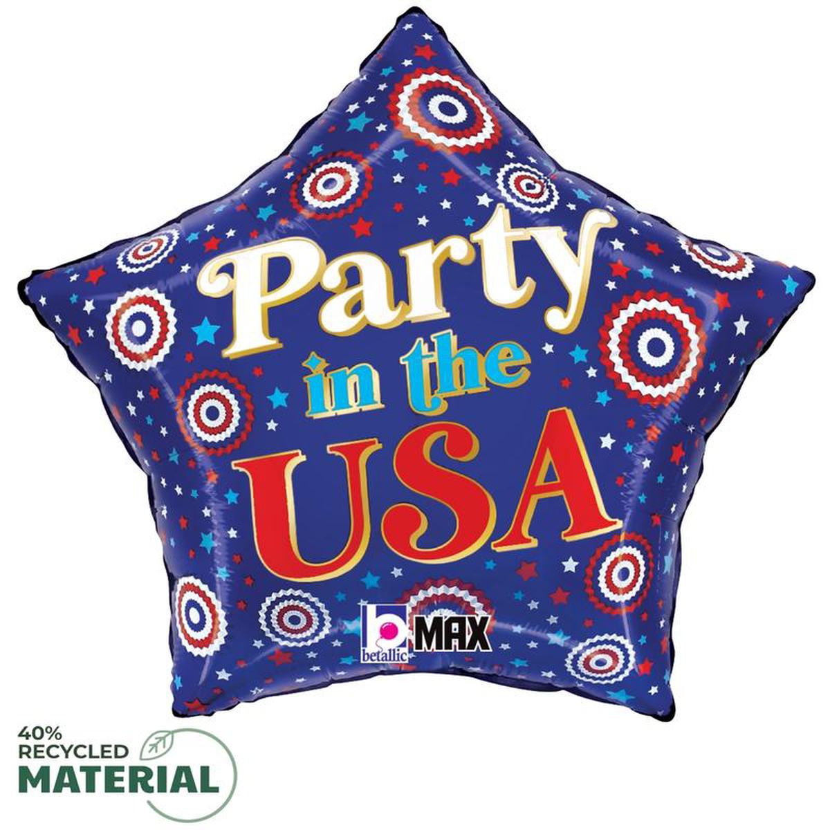 Betallic Party in the USA 19 inch MAX Float 40 Percent Recycled Star Balloon 1ct