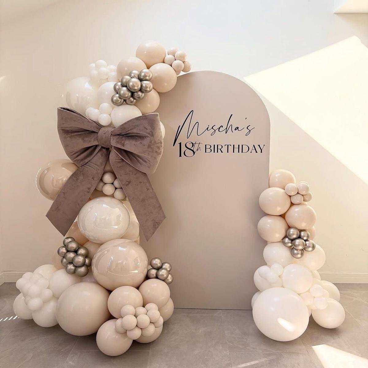 Customizable Board Backdrop with Balloon Sand White, Beige and Light Gold with Customizable Big Bro