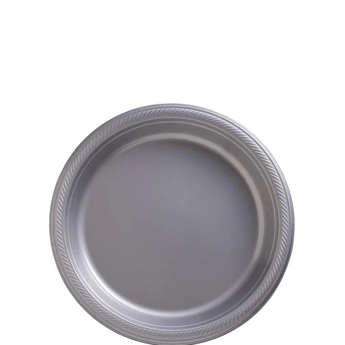 Silver Plastic Dessert Plates, 7” | 50ct