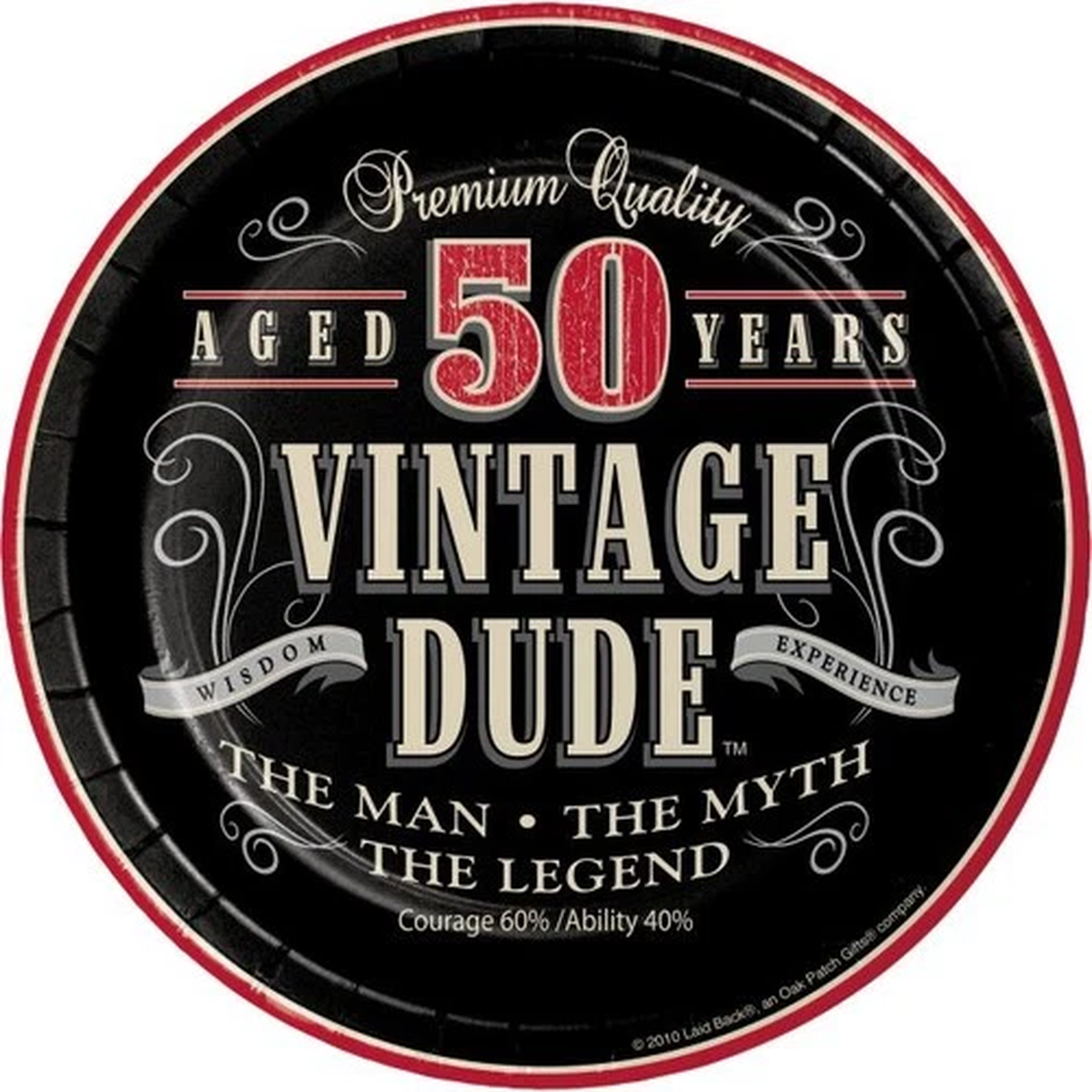 Vintage Dude 50th Birthday 7 Inch Paper Plates 8 Pack 50th Birthday Tableware