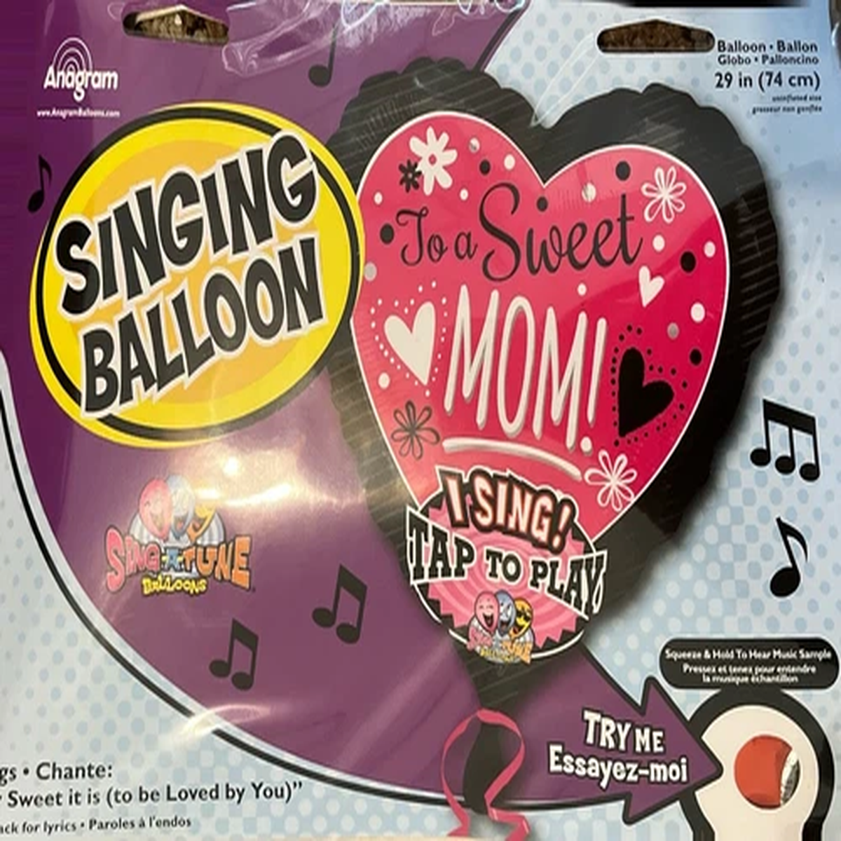 28″ “To A Sweet Mom!” Singing Balloon