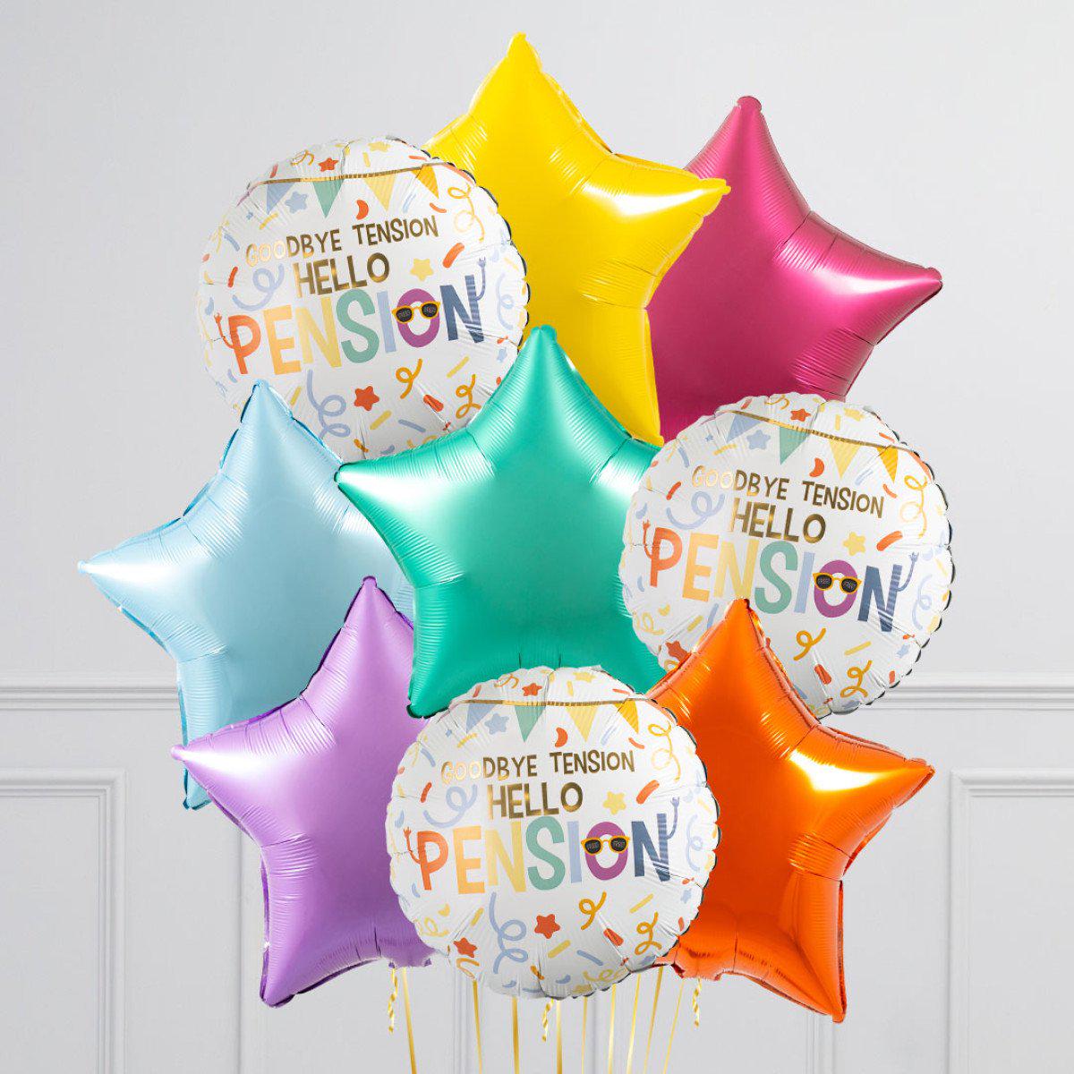 Bunch of Yellow, Blue, Green, Purple and Orange Star Foil and Printed White Circle Goodbye Tension
