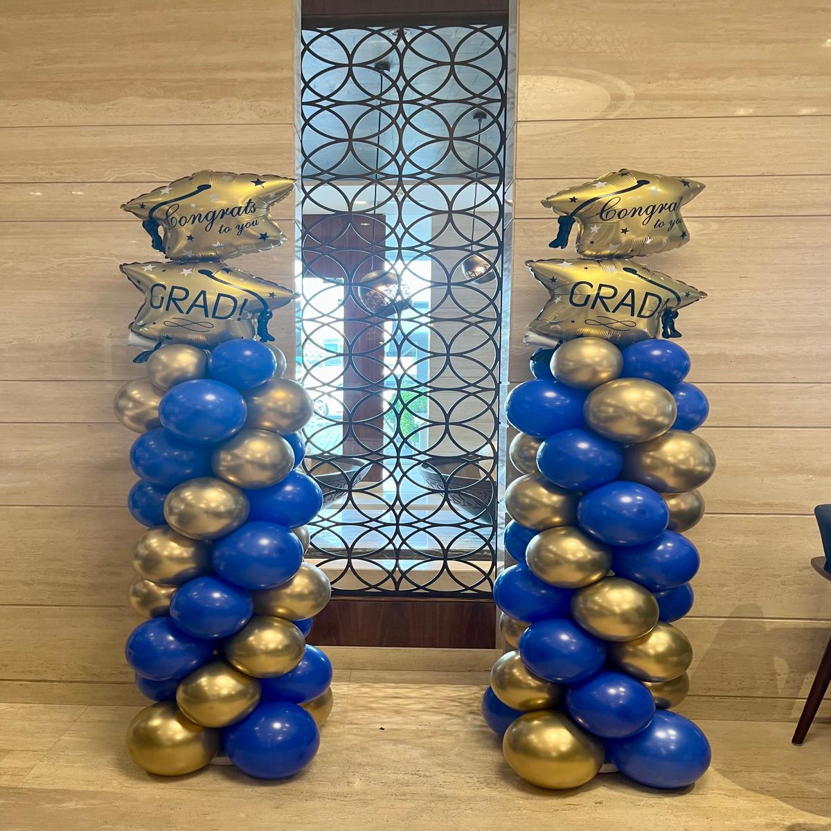 Pillar/Column/Tower Latex Dark Blue and Gold with Foil Graduation Congrats to you GRAD! – Customiza