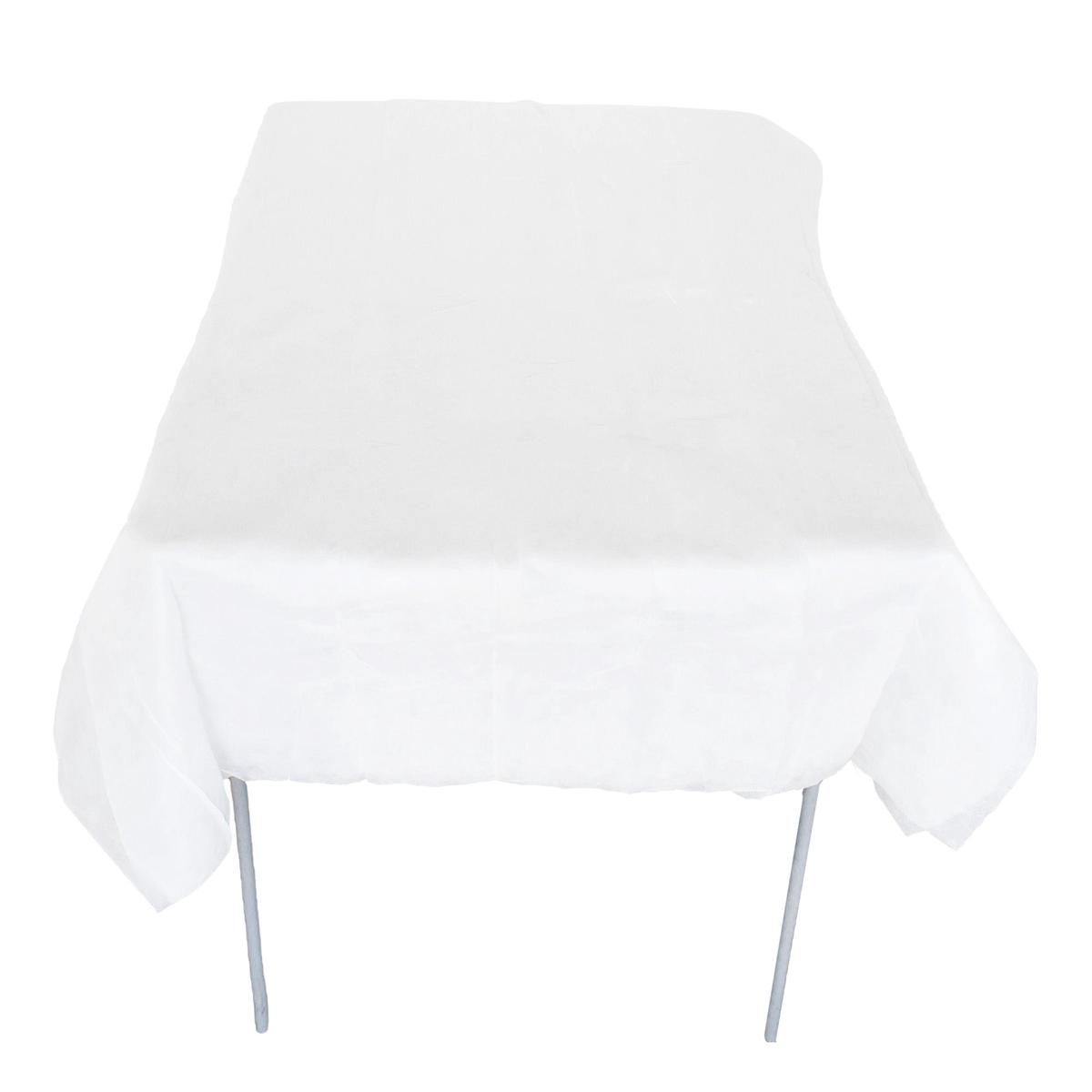 Rectangle Woven Table Cloth, 110-Inch x 56-Inch – White