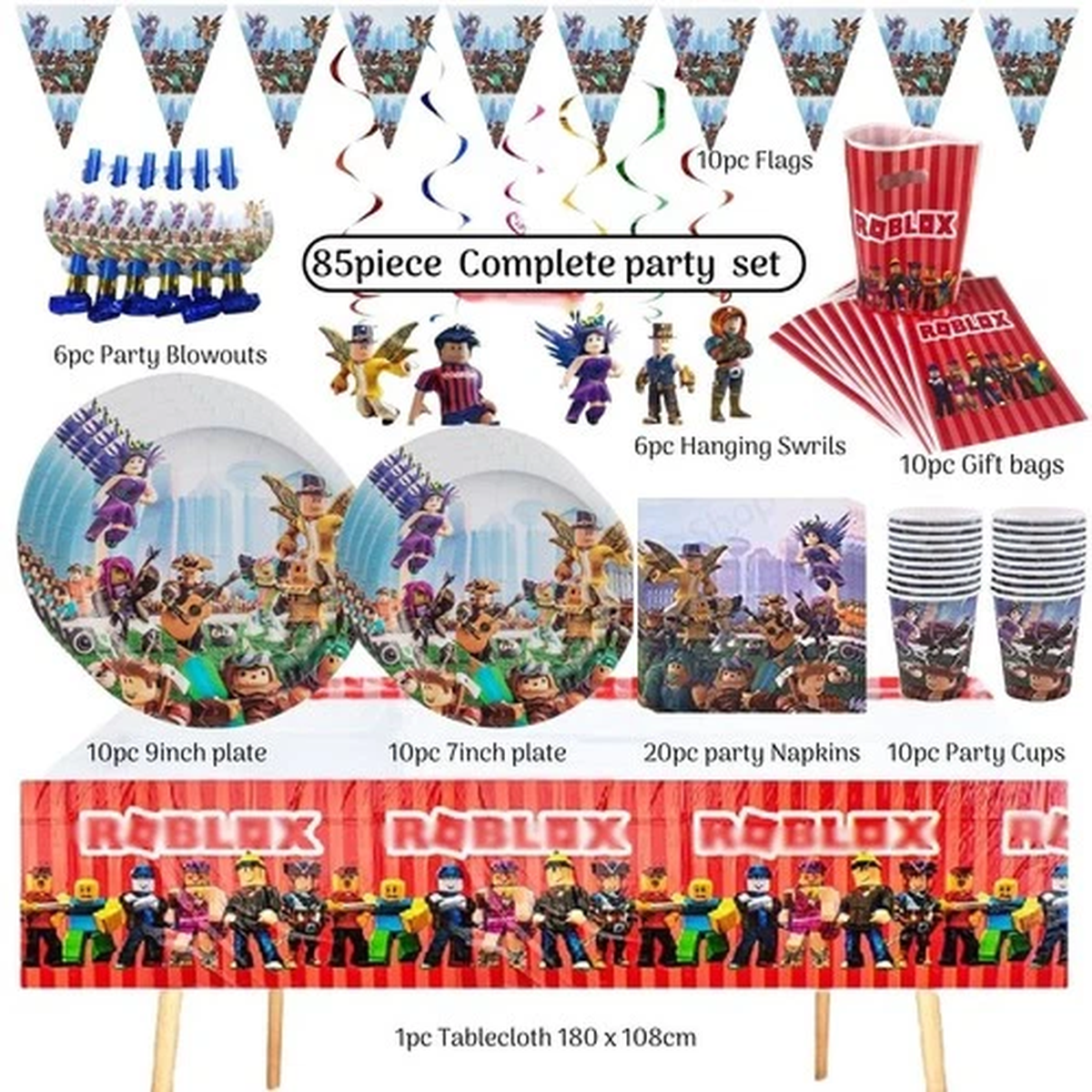 Roblox birthday party decoration tablecloth plate banner gamer boys party supply