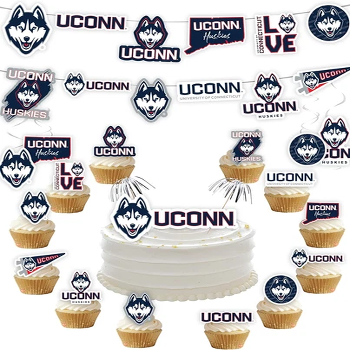 Uconn Party Supplies for Football, Birthday Gift, University of Connecticut Grad