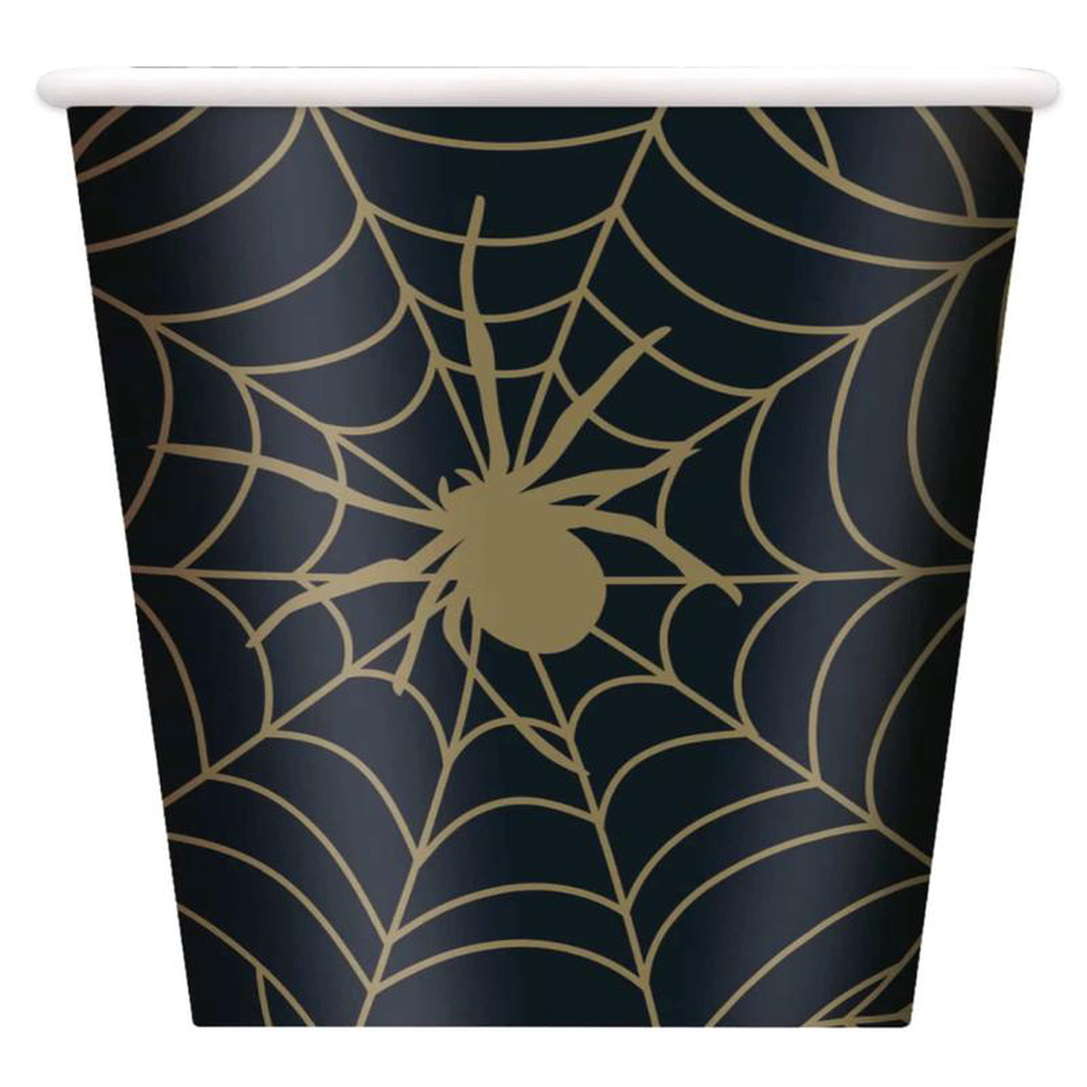 Black and Gold Spider Web 9oz Paper Cups 8ct