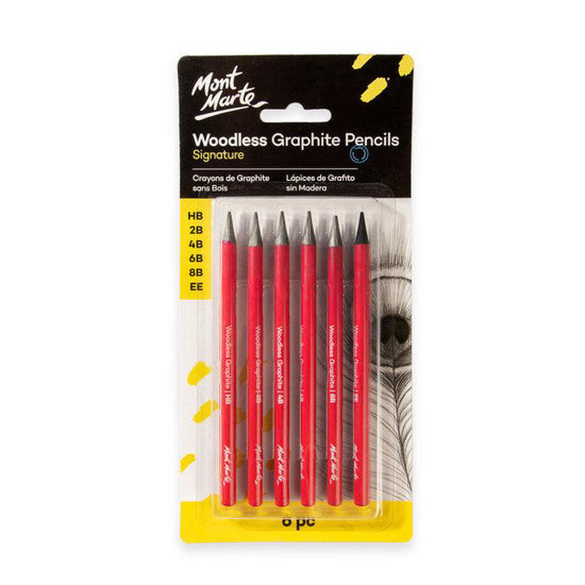 GRAPHITE PENCILS WOODLESS 6PC