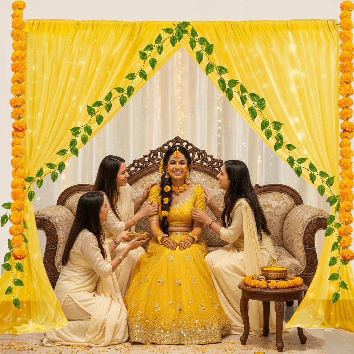 Pooja Backdrop Decoration Cloth – 11 Pcs Haldi, Wedding, Pooja Backdrop