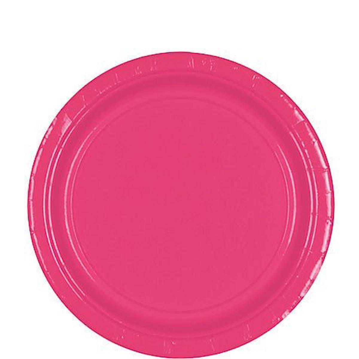 Bright Pink Lunch Paper Plates 8.5” | 20ct