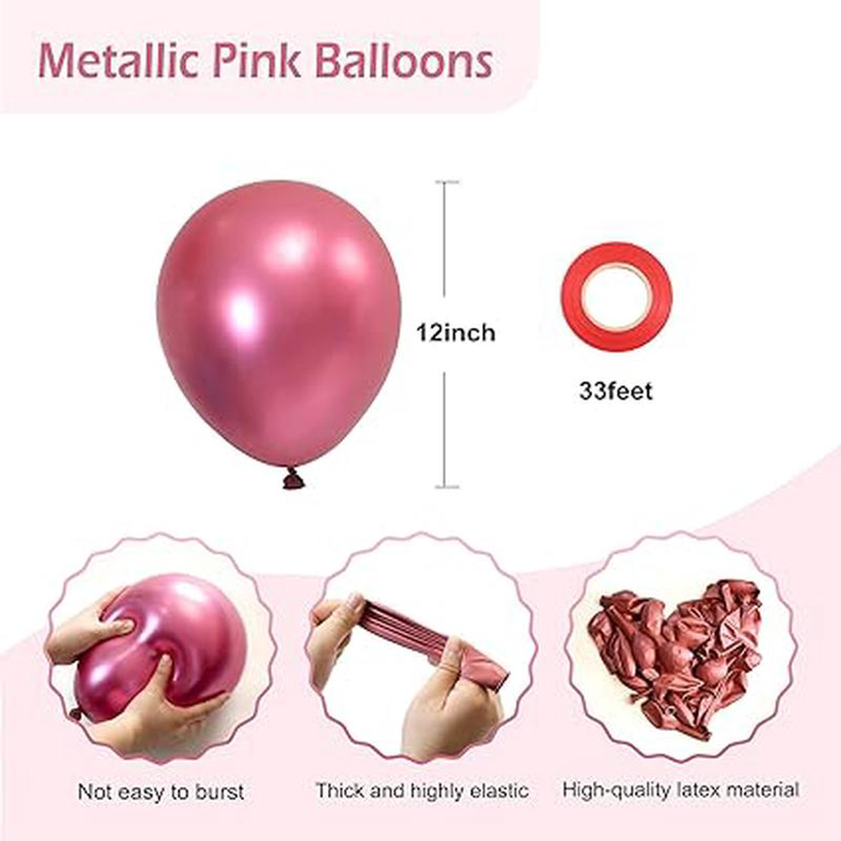 128221Latex Metallic Pink Gold Balloon N248PC