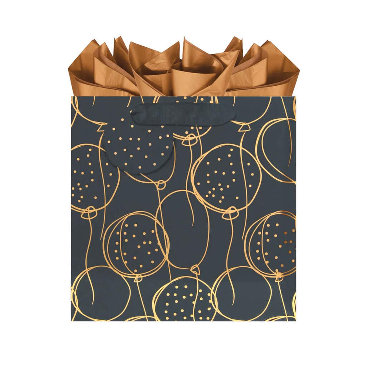 Gift Bags Golden Contour Medium Square Gift Bags
