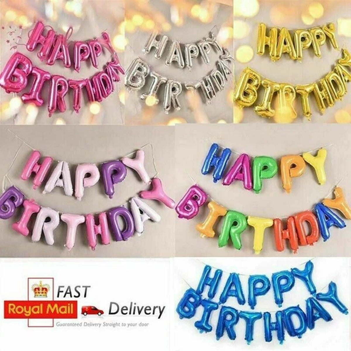 Happy Birthday Balloons Banner Bunting Self Inflating Decoration Letters Balloon