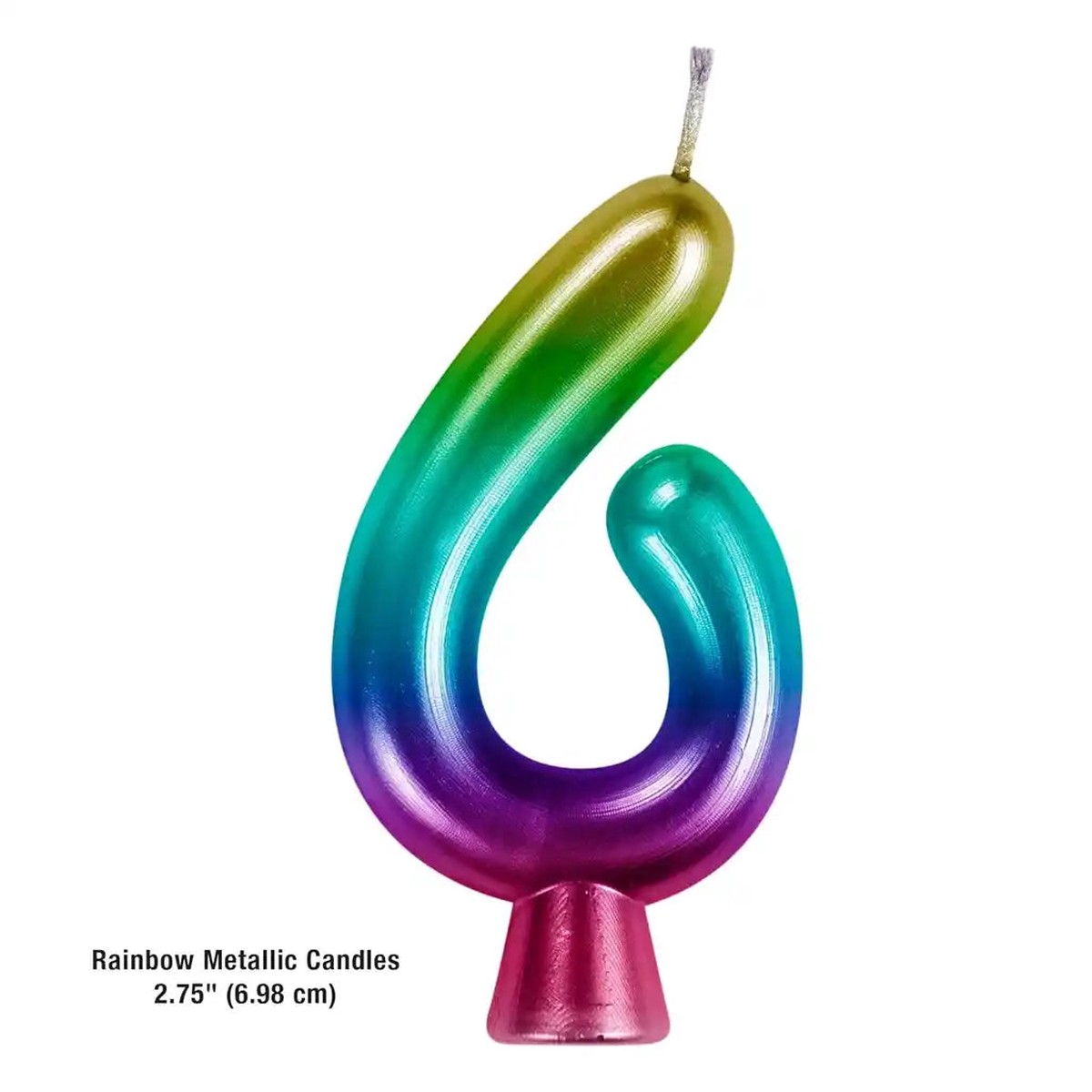 Metallic Rainbow Number Candle 6