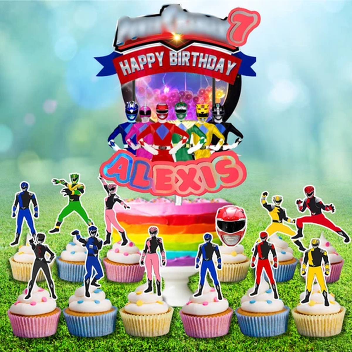 Power Ranger PARTY SUPPLIES BIRTHDAY DECORATION BALLOON TABLEWARE SWIRL DISPlaY