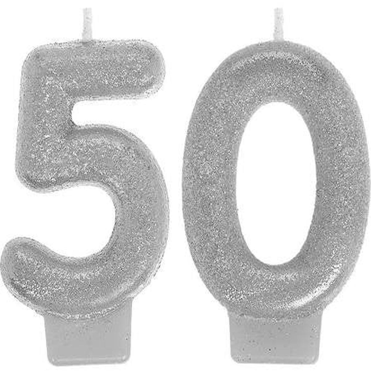 Sparkling Celebration 50th Birthday Candle, 3” | 1 ct