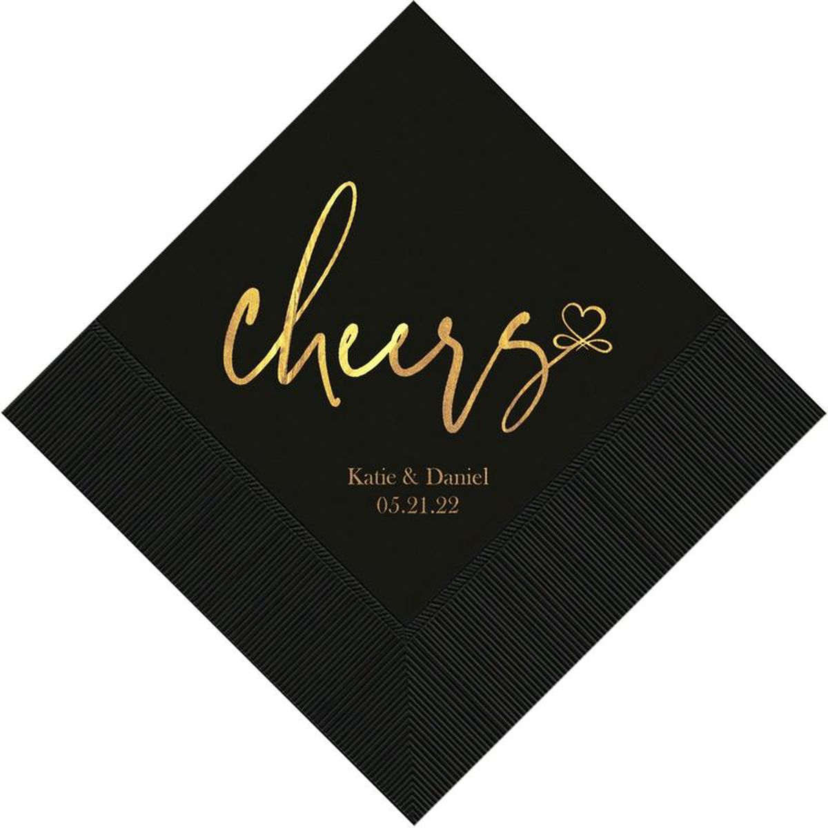 Cheers to Love Contemporary Wedding Engagement Cocktail Napkins Custom Printed for Bar Cake Table and Bridal Parties