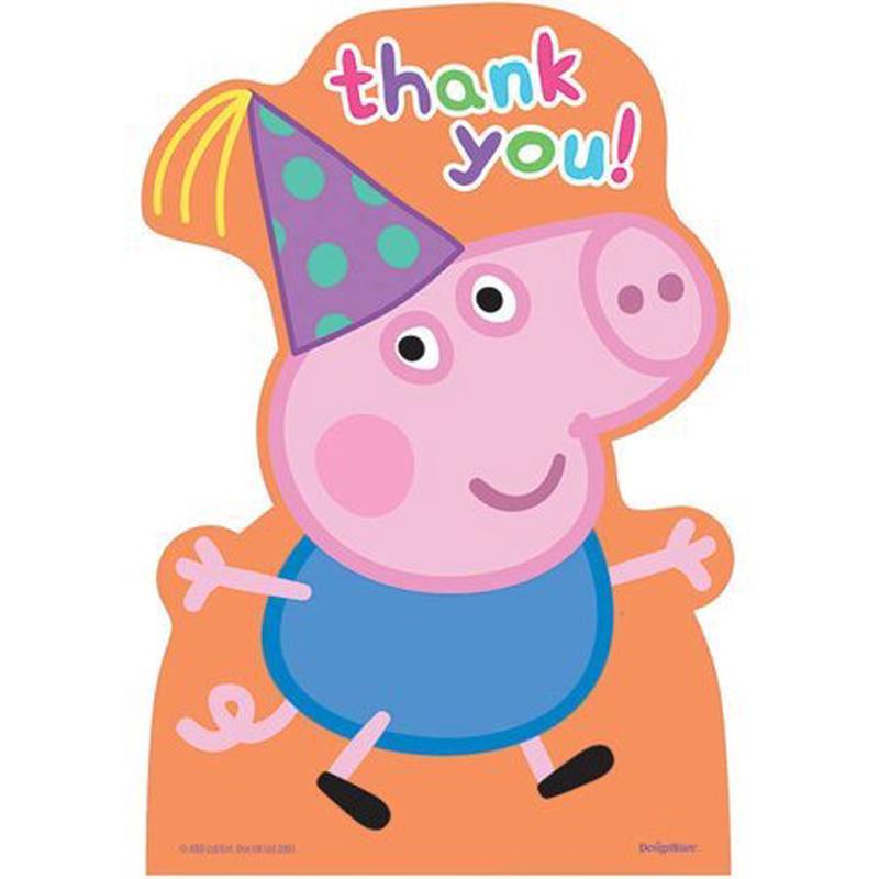 6.25″ Thank You Cards – Peppa Pig (8ct) – Amscan