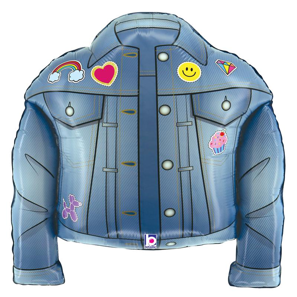 Betallic Birthday Patches Denim Jacket 26 inch Foil Balloon 1ct
