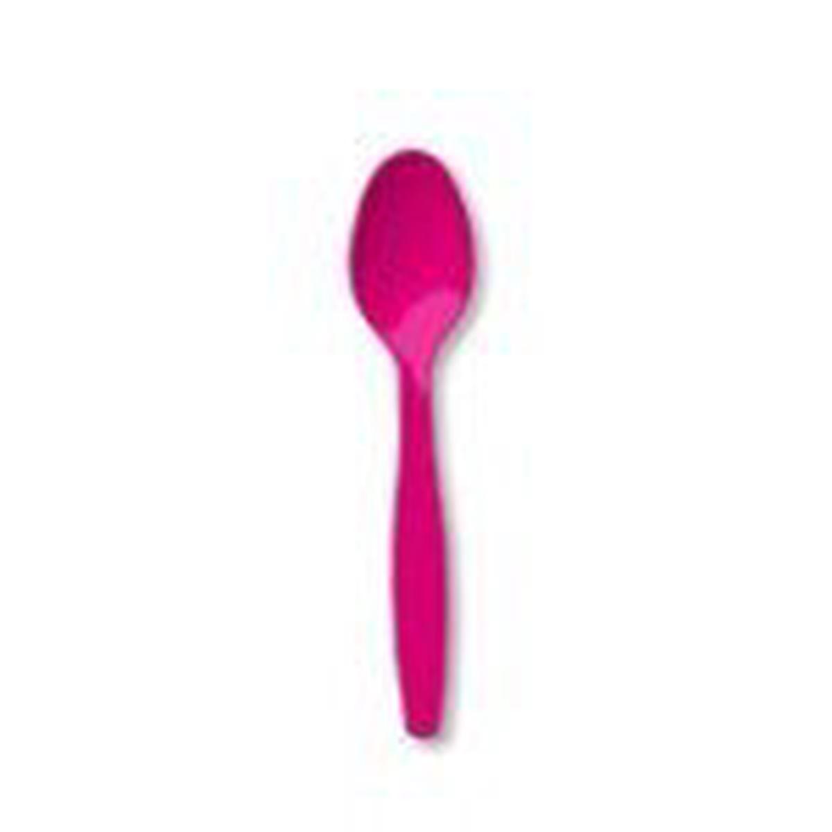 Hot Magenta Plastic Spoons | 24 ct