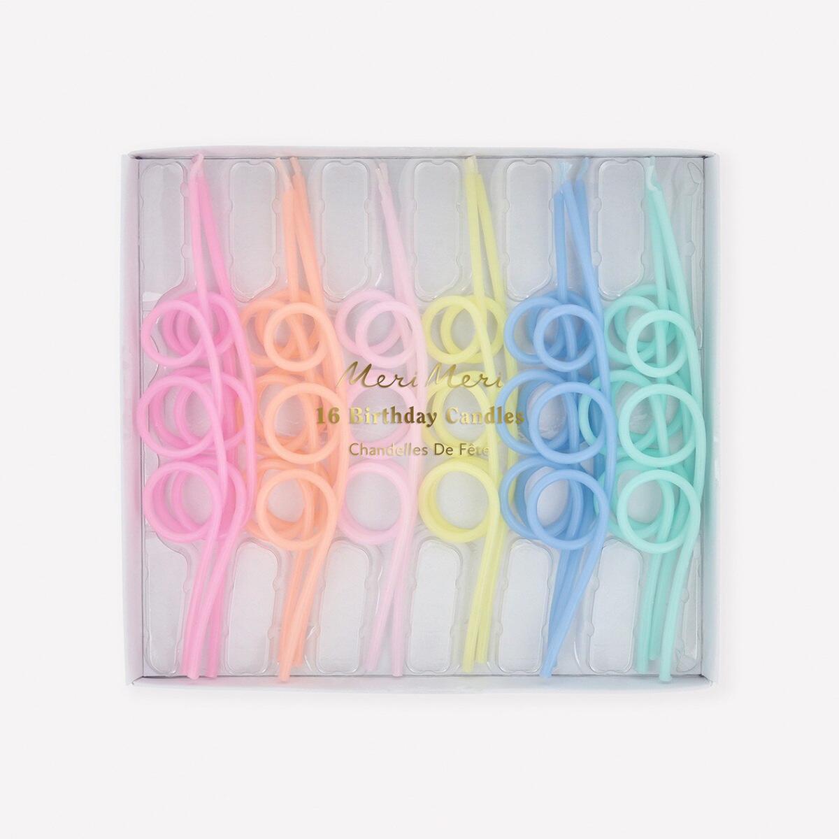Pastel Loopy Candles (x16)
