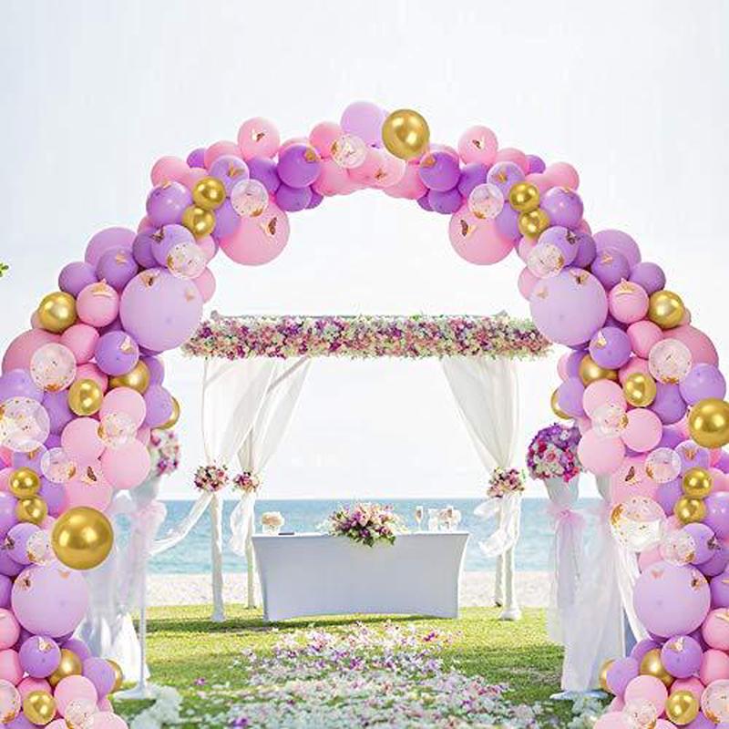 118pcs Pastel Pink and Purple Balloons Garland Arch Kit, with gold butterfly stickers for Baby Shower Girls Birthday Party Wedding