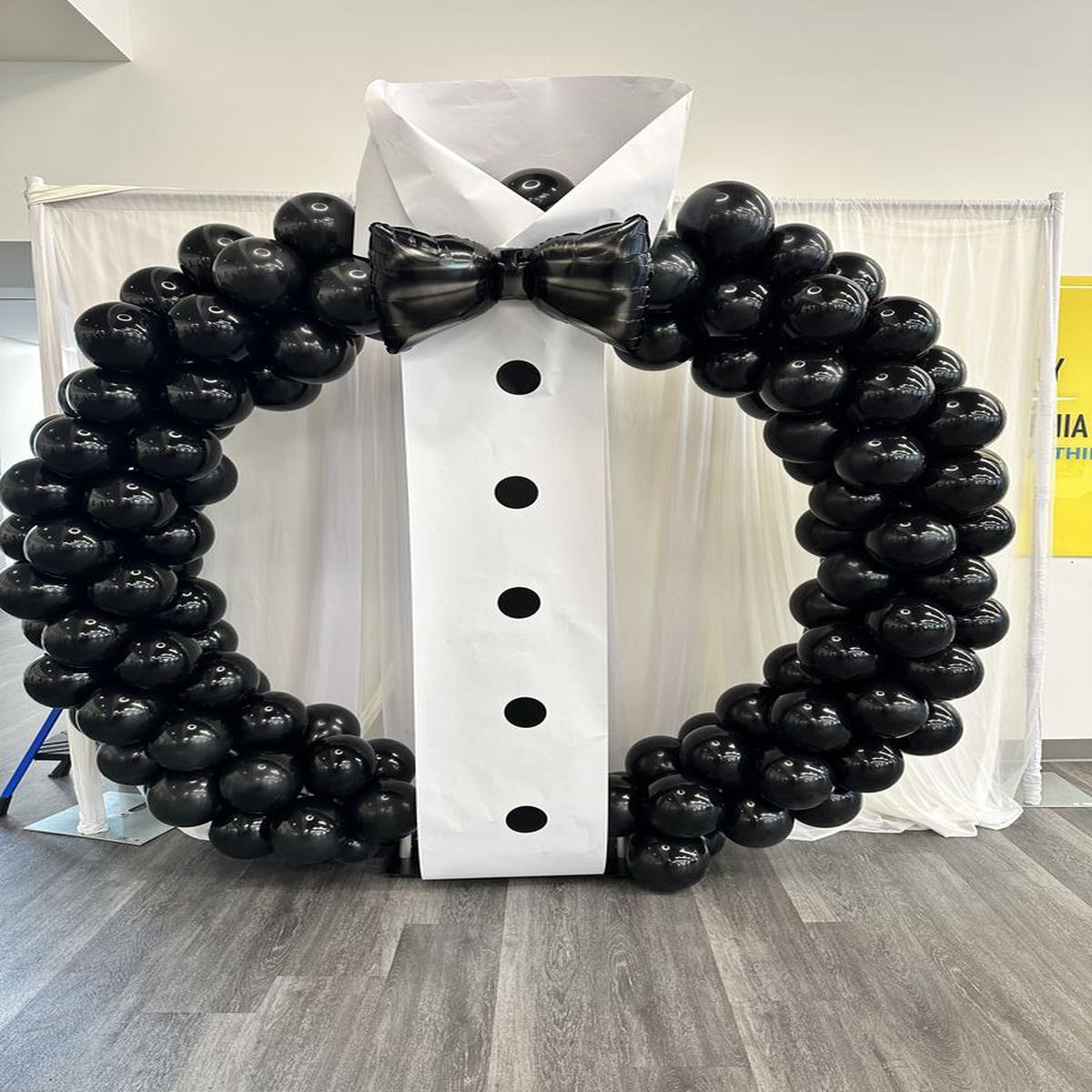 Customize Suit Designed Balloons Black Latex with Black Bow Foil – Perfect for special occasion