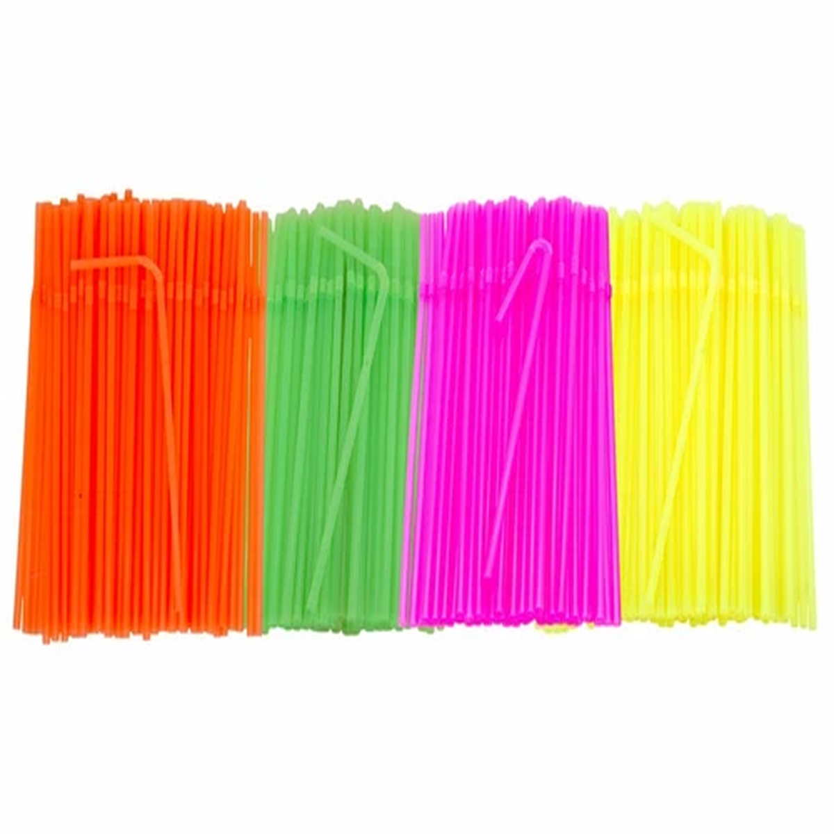 Flexible Plastic Drinking Straws (900 ct, Assorted Neon) Bendable Disposable