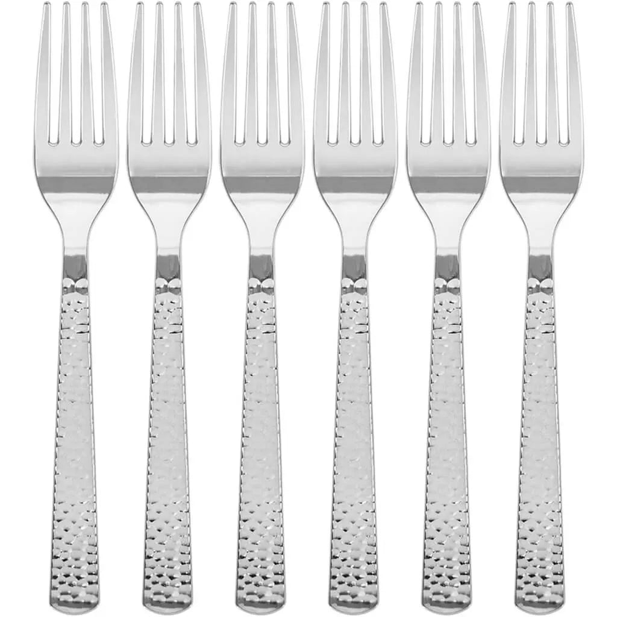 Hammered Silver Plastic Fork, 24ct