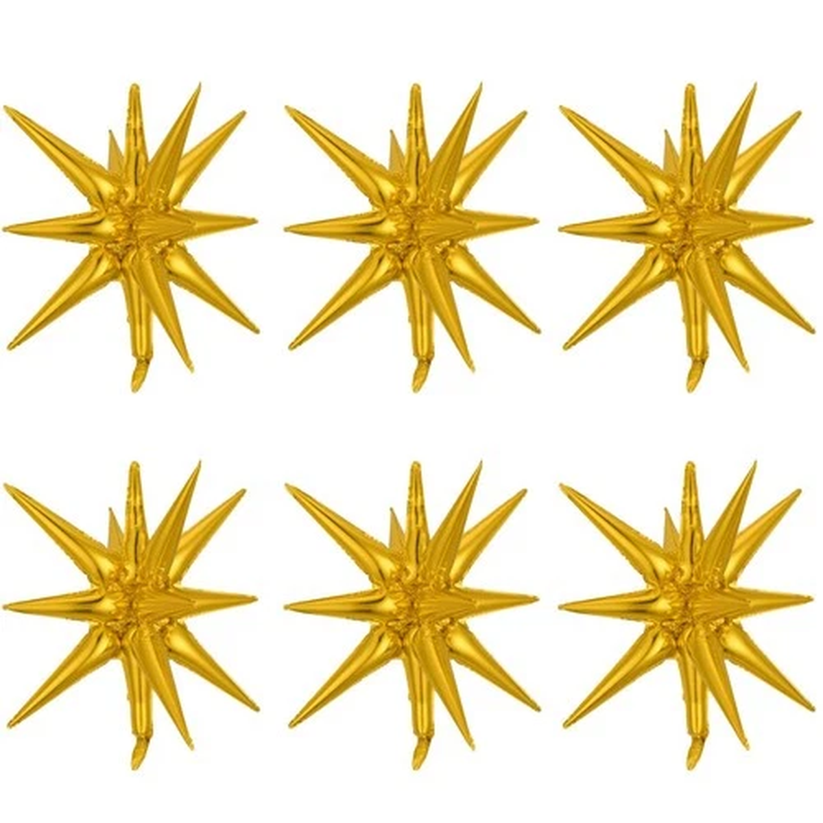 6 Pcs 22 Inch Explosion Star Foil Balloons 12 Point Starburst Cone Mylar Ball…