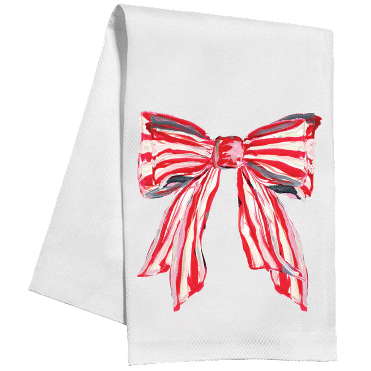 Kitchen Towel – Red and White Striped Bow