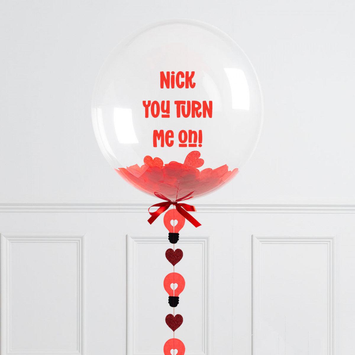 Personalised Helium Balloon Turn Me On Valentine’s Day Helium Bubble Balloon Elevate Your Celebrati