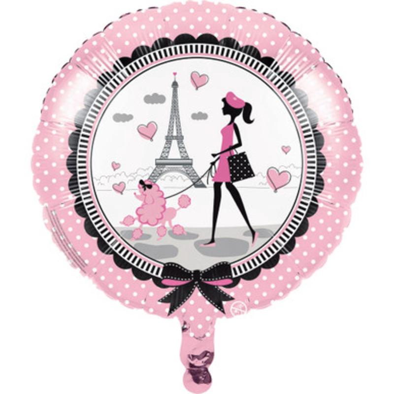 Pack of 10 Pink and White Party in Paris Metallic Balloons 18